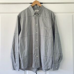 Billy Reid Button Down Shirt Light Gray Plaid Cotton Standard Fit Men’s Size XL